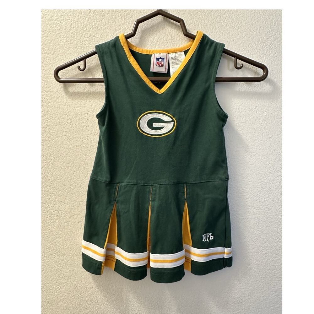NFL Green Bay Packers Girls 3T Cheerleader Dress Green Yellow Official Licensed